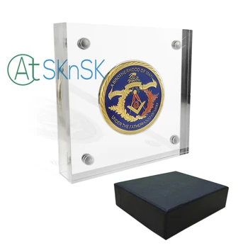 Acril Transparent Display Caz de Protecție Titularului Stand cu acces Gratuit la Negru Cadou Cutie Costum pentru 40x3mm Monede Metalice Insigna Cazuri