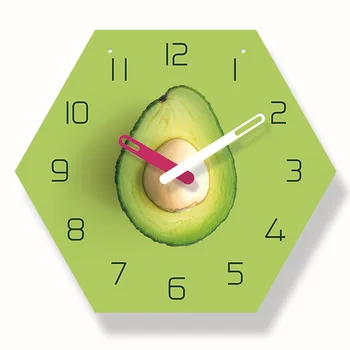 Acrilice Curea Ceas de Perete Hexagonal 14 Inch Verde Avocado Model de Ceas de Perete Potrivit pentru Camera de zi, Birou