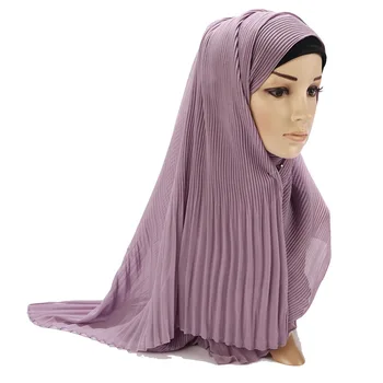 Femeia Musulmană Dungi Lungi Hijab Eșarfă Șifon Femme Musulmani Folie Arabe Vălului Islamic Îmbrăcăminte Mototoli Șal Instant Turban