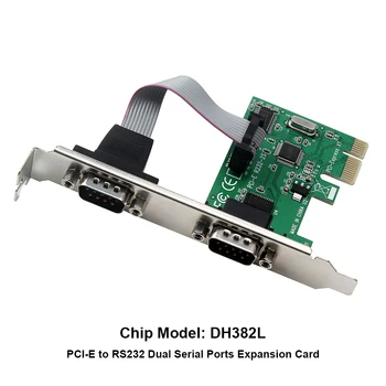 PCI-E la RS232 Dual Porturi Seriale Interface Card de Expansiune COM Adaptor Pentru PC Desktop pentru Windows 2000/xp/server 2003/xp 64 groapă