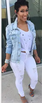 2018 Femei Toamna Modă Plus Dimensiune Blugi jachete pentru loma Casual Streetwear Doamna Denim Rupt Stil de sex Feminin de Bază Straturi