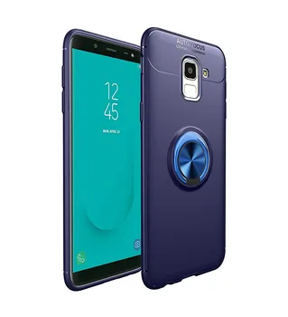 Stand caz de Silicon cu Inel pentru Samsung Galaxy J6 2018 Albastru
