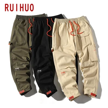 RUIHUO Glezna-Lungime Pantaloni Bărbați Îmbrăcăminte Japonez Streetwear Bărbați Jogging pantaloni de Trening Pantaloni Barbati Pantaloni Harajuku 4XL 2021