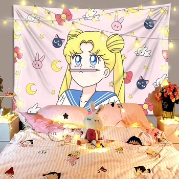 LEVOO Fete Cameră de Tapiserie Sailor Moon Anime Cămin Agățat de Perete Dormitor Cameră Decor de Perete Dormitor Pânză Poliester