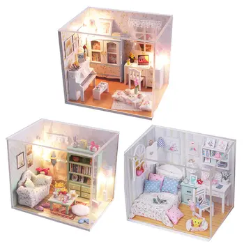 Mobilier casa papusa, cu acces gratuit la capac de praf accesorii diy casă de păpuși în miniatură casa jucării poppenhuis miniaturen cadouri
