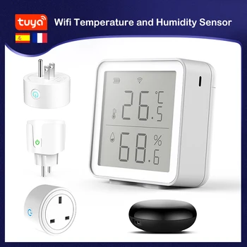 NOUA wifi tuya de Temperatură și senzor de Umiditate display LCD Termometru Higrometru compatibil alexa asistent acasă nu este nevoie HUB