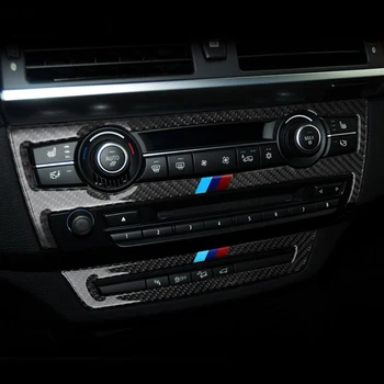 Fibra de Carbon Auto Interior AC CD-ul de Navigare Panoul de Control aer conditionat priza Cadru Decorativ de Acoperire Garnitura pentru BMW E70 X5 X6 E71