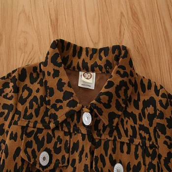 2021 Moda Copii Baby Girl Leopard de Imprimare Cardigan Haine de Rever Maneca Lunga Butonul Casual Jacheta de Primavara Viața de zi cu Zi și de Vacanță