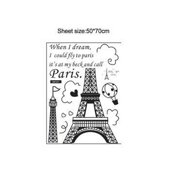Transport gratuit Romantic Paris Turnul Eiffel Vedere Frumoasă Franța DIY Autocolante de Perete WallpaperArt Decor Mural Cameră Decal