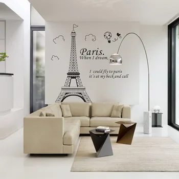 Transport gratuit Romantic Paris Turnul Eiffel Vedere Frumoasă Franța DIY Autocolante de Perete WallpaperArt Decor Mural Cameră Decal