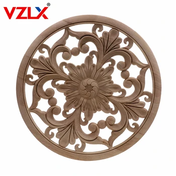 VZLX Rotund Decorativ Floral de Moda Lemn Sculptat Decal Colț Aplici de Perete Cadru de Usi Mobilier de Sculptură în lemn, Figurine din Lemn