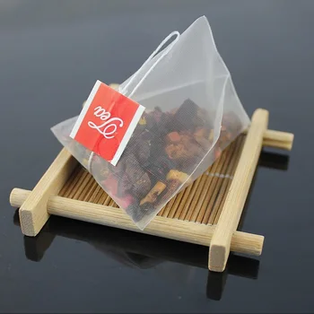 100buc/lot Piramida Pliculete de Ceai Filtru de Nailon Teabags Singur Șir Cu Eticheta Transparent Pungă de Ceai Gol