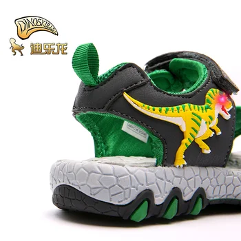 DINOSKULLS Dinozaur Pantofi Copii, Sandale Baieti Luminos LED-uri Stralucitoare de Vara Noi Copii Open-Toe Respirabil de Cauciuc, Pantofi de Școală
