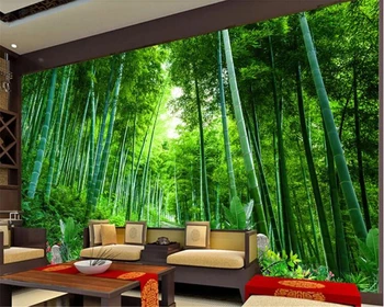 Beibehang unul dintre un fel 3d tapet personalizat pădure de bambus încă de flori mici drum fundal verde proaspăt TV papel de parede tapet