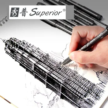 Superior 14Pcs Artist Marker Negru Schiță Pigment Fine Liner Pen Set Pentru Diferite Lățime Semnătura de Design Perie Stilou de Artă