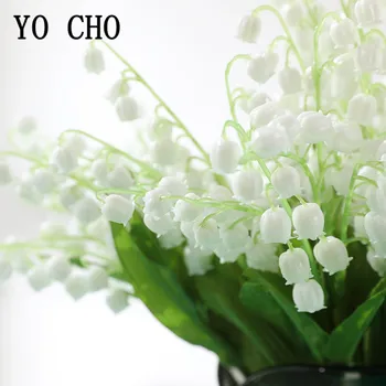 YO CHO Artificiale Flori de Crin de Vale Albă Acasă Decorare Masă de Nuntă de Flori False Mini Buchet Faux Crin de Vale