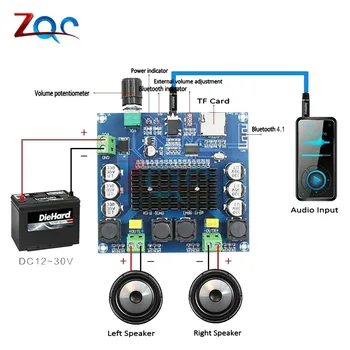XH-A104 TPA3116 Bluetooth 4.1 Digital Power Bord Amplificator 50W+50W Stereo AMP Module Support TF Card AUX Potențiometru Bord