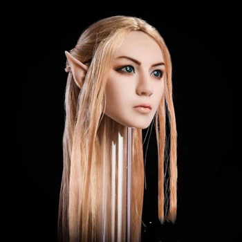 1/6 scară figurina Elf Fată Cap Sculptat Părul Negru Urechi Înlocuibile cap de Femeie Model Accesorii Pentru 12