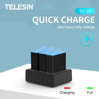 Telesin 3 Moduri De Încărcător De Baterie Lumină Led-Uri Usb Go Pro 9 Baterii De Încărcare Cutie Pentru Gopro Hero 9 Negru De Acțiune Aparat De Fotografiat Accesorii