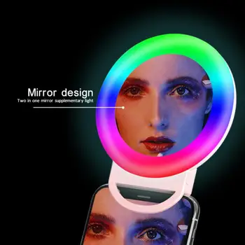 3 Culori Reincarcabila cu LED-uri RGB Inel de Telefon Mobil Selfie Flash de Lumină Inel de Obiectiv Umple de Lumină Fleshlight Lampa Clip-on Pentru Smartphone