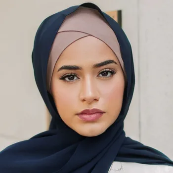 Femeile Musulmane Jersey Interior Hijab Capace De Bumbac Stretch Underscarf Frunte Crucea Hijab Turban Femme Vălului Musulman Capota