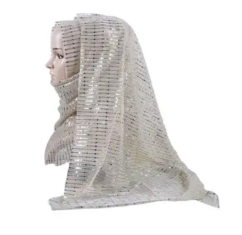 2019 Vara Șal Lung Sclipici Musulman Eșarfă articole pentru acoperirea capului Metalic Voal de Mireasa pentru Femei Paiete, Lurex Islamic Hijabs Văl 180x68cm