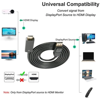 2020 cel Mai bun DisplayPort la HDMI Cablu 4K Cablu HDMI DP la HDMI 1080P, 4K 60Hz Converter DP 1.2 HDMI 2.0 pentru PS4 Proiector Laptop PC