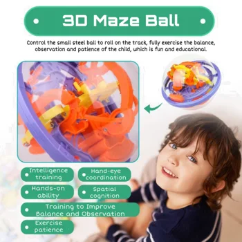3D Labirint Magic Ball Transparent Intelectul Puzzle Viteza de Rulare Minge de Joc Jucarii Educative pentru Copii cadouri