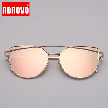 RBROVO 2021 Brand Designer de ochelari de Soare Ochi de Pisica Femei Vintage din Metal Reflectorizant Ochelari Pentru Femei Oglinda Retro Oculos Gafas De Sol