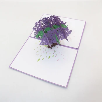 3D Handmade Verde Violet Culoare Dublă Copacul de Hârtie Felicitare Ziua profesorului Ziua Mamei de ziua Recunostintei Petrecere de Aniversare Cadou