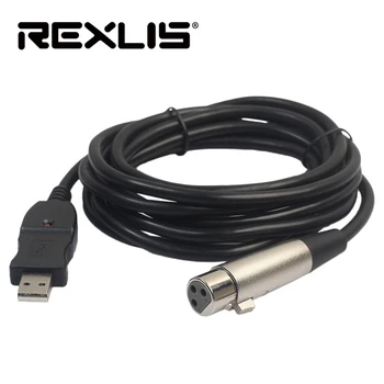 REXLIS 1buc Negru 3M 9FT USB de sex Masculin la XLR de sex Feminin Cablu Cablu Adaptor Microfon MICROFON Cablu de Legătură Audio de Studio Link-ul de Cablu