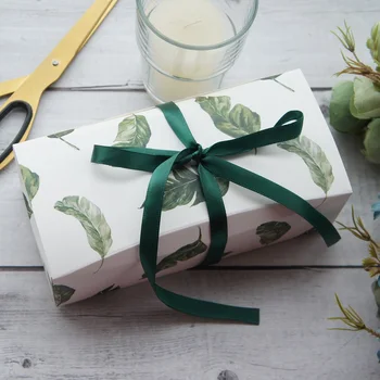 Frunze verzi de proiectare 10buc 18.5*9*5.5 cm Cutie de Hârtie pentru Bomboane borcan cu lumânare nunta Petrecere de ziua DIY Ambalare cadou