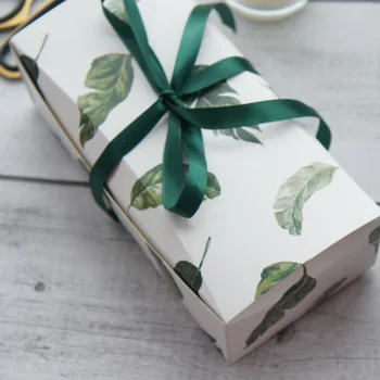 Frunze verzi de proiectare 10buc 18.5*9*5.5 cm Cutie de Hârtie pentru Bomboane borcan cu lumânare nunta Petrecere de ziua DIY Ambalare cadou