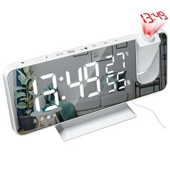 Multifuncțional Alarmă Ceas LED Digital de Proiectie Ceas cu Alarmă Cu Temperatura Umiditate Oglindă Proiecție Calendar FM Radio cu Ceas