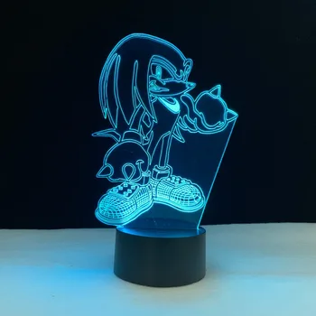 Sonic Ariciul Acțiune Figura Noutate 3D Iluzie Vizuală Veioza Lampa Sonic LED RGB Schimbarea Model de Jucărie