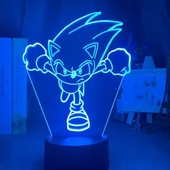Sonic Ariciul Acțiune Figura Noutate 3D Iluzie Vizuală Veioza Lampa Sonic LED RGB Schimbarea Model de Jucărie