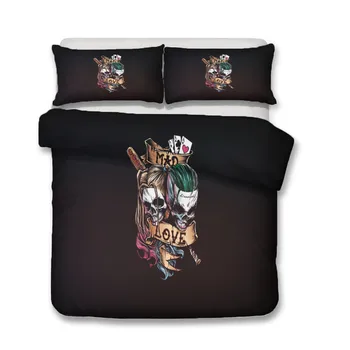 Un Set de lenjerie de Pat 3D Imprimate Carpetă Acopere Set de Pat Suicide Squad Harley Quinn Acasă Textile Lenjerii de pat cu Pernă #FPHL08