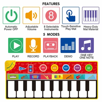 110x36cm Muzicale Electronice Mat Covoare Tastatură de Pian pentru Copii de Joaca Saltea de Jucării Muzicale, Instrumente Muzicale jucarii Jucarii Educative pentru Copii