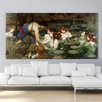 Citon William Waterhouse《Hylas și Nimfele》Panza pictura in Ulei opera de Arta Tablou de Perete Modern Decor Acasă Decorare camera de zi