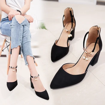 Sandale Femei Vara Pantofi Femei coreene Tocuri Înalte de Moda Doamnelor Pantofi Toc Bloc Pantofi Sandalias mujer 2019 Sandalia Feminina