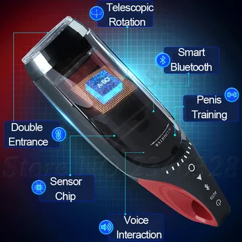 Bluetooth Inducție Jucarii Sexuale Automate Telescopice Rotație Încălzire Masculin Masturbator Vagin Real Pasarica Interacțiune Vocală Pentru Bărbați