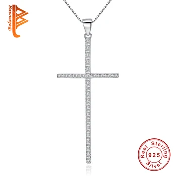 En-Gros De Argint 925 Cruce Colier Lung Crystal Colier Femei Bijuterii De Nunta Logodna Accesorii Cadou