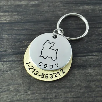 Personalizate carte, Yorkshire Terrier dog tag,Personalizate Câine ID-ul Tag-ul, de Mână ștampila de Identificare Dog Tag, gravate numele și numărul de telefon