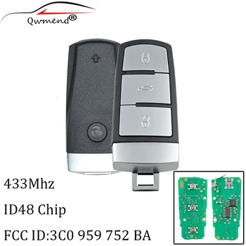 QWMEND sistemului de acces fără cheie Netăiat Flip Inteligent de la Distanță Masina Telecomanda 433MHZ Cu Cip ID48 3C0959752BA pentru VolksWagen Passat B6 3C B7 CC Magotan