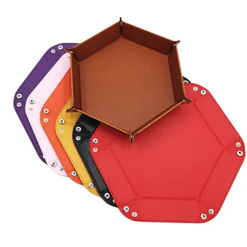 8 Culori de Piele PU Pliere Hexagon Zaruri Tava Violet Zaruri Cutie Pentru RPG DnD Jocuri de Zaruri de Stocare de Caz Dropshipping