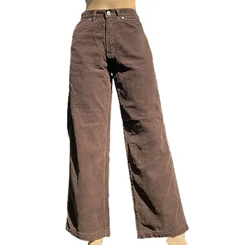 2020 ' 90 noi Indie Streetwear Pantaloni de Catifea Vintage Adolescent Skater Girl Stil de Pantaloni Largi de Moda de Înaltă Talie Pantaloni Maro