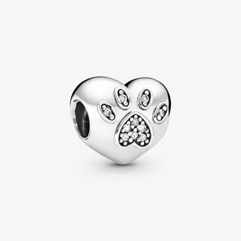 Argint 925 îmi Iubesc animale de Companie Laba de Imprimare Farmec Inima se Potrivește Brățară Pandora Margele pentru Bijuterii DIY Cadou Bijoux