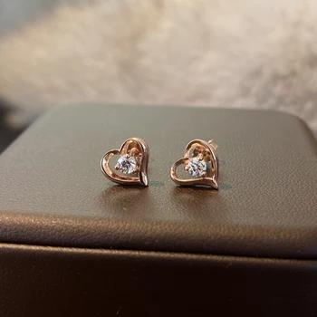 COSYA Argint 925 în formă de Inimă a Crescut de Aur Ridicat de Carbon Diamant Cercei de zi cu Zi Pentru Femei Partid Bine de Bijuterii en-Gros