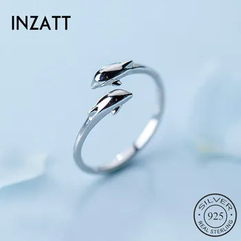 INZATT Real 925 Sterling Silver Dolphin Deschidere Inel Pentru Femei de Moda la Modă drăguț Bijuterii Fine Minimalist Accesorii 2019 Cadou
