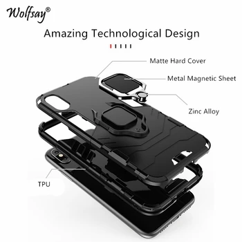 SFor iPhone 7 Acoperi Caz de Lux Armura de Metal Deget Inel Titular Caz Magnetic de Caz Pentru iPhone 7 Acoperă Pentru Apple iPhone 7 Fundas